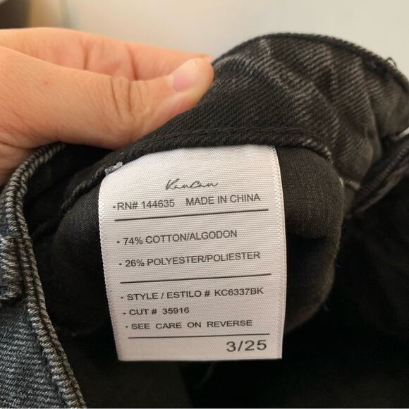 Kancan Black Plaid Patch Distressed High Rise Slim Straight Jeans - Picture 3 of 7